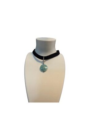 Nakamol Amazonite Faceted Gemstone Black Choker Necklace